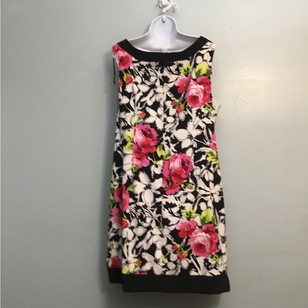 Perceptions Floral Mini Dress in Black with Pink and Green Accents - Picture 14 of 15